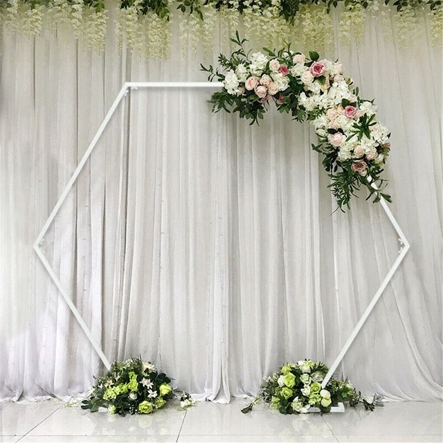 2/2.2/2.4M Metal Hexagonal Wedding Arch Stand Free Standing Backdrop Frame Props
