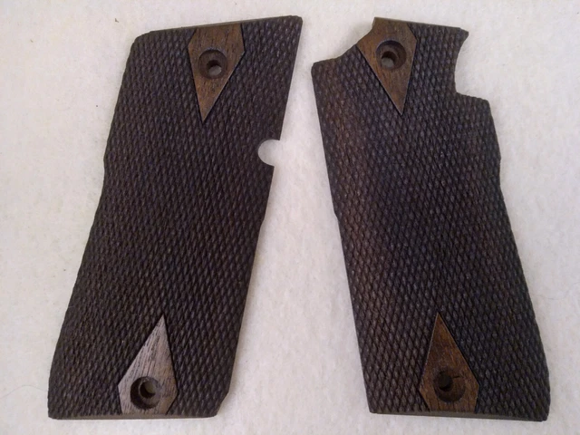 thumbnail interactive-video image 1 of Checker Pattern Jet Black Pistol Grips For Star PD Handgun - Replacement Grips 1 of 9