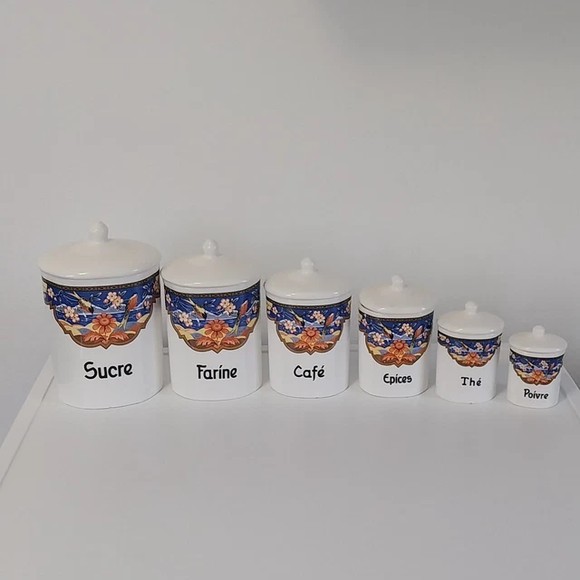 Ancien pots à épices Demi porcelaine de Badonviller Lot de 6