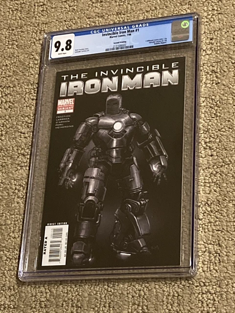 Invincible Iron Man 1 CGC 9.8 White 2nd Print RARE (Iron Man 1 Cave Scene) #002