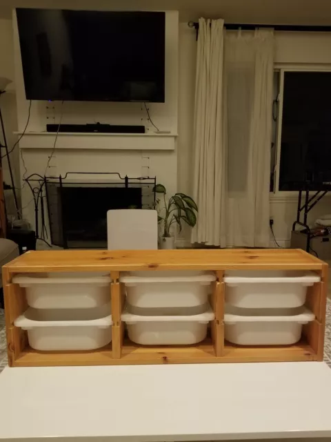 Unidad de almacenamiento para niños Ikea trofast de pared 6 cajas juguetes de madera estantes de armario