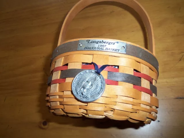 Longaberger 1997 Inaugural basket Old Glory liner & protector w TIE On-GUC