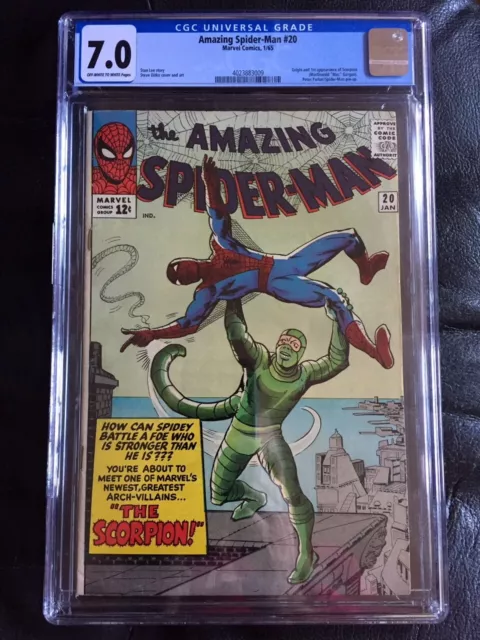 AMAZING SPIDER-MAN #20 CGC FN/VF 7.0; OW-W; origin and 1st app. the Scorpion!