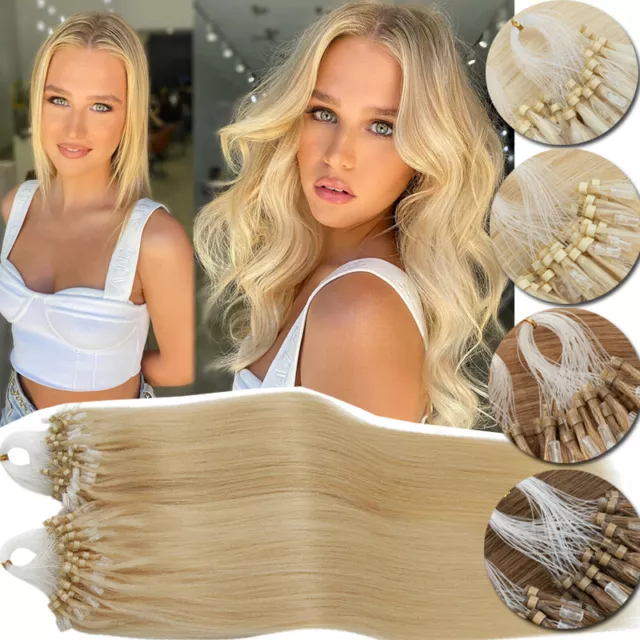 Microring Loop Remy Echthaar Hair Extensions Micro-Ring Haarverlängerung 40-60CM