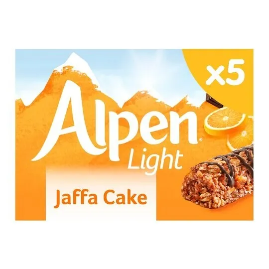 4 scatole x 5 bar barrette leggere alpine barrette cereali torta Jaffa 19 g