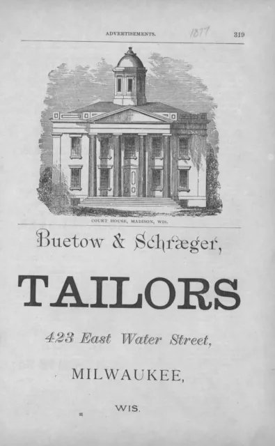 Court House - Madison, Wis.  -  Buetow & Schraeger  -  Milwaukee, Wisc.  - 1877