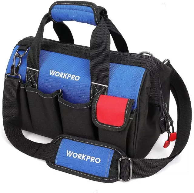 WORKPRO Tool Bag 14-inch Small Tool Bag Organiser with Adjustable Shoulder Strap