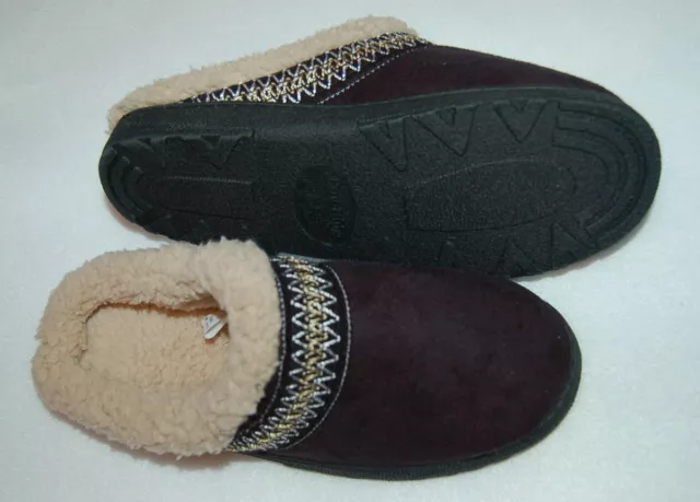 Womens BLACK SLIPPERS Pine Ridge by Isotoner SOFT UPPER Sherpa Like Lining S 5-6