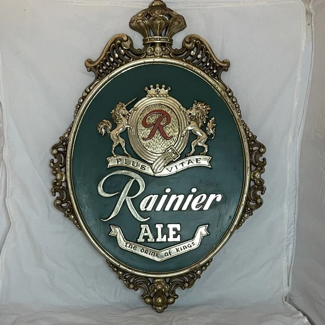 Vtg Rainier Ale Beer Sign Plaque Syroco Seattle Washington Bar Brewery MCM