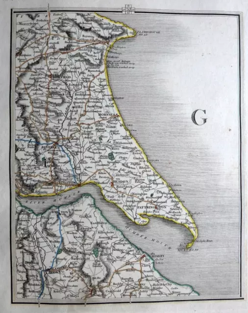 YORKSHIRE BRIDLINGTON BEVERLEY GRIMSBY  BY JOHN CARY GENUINE ANTIQUE MAP  c1822