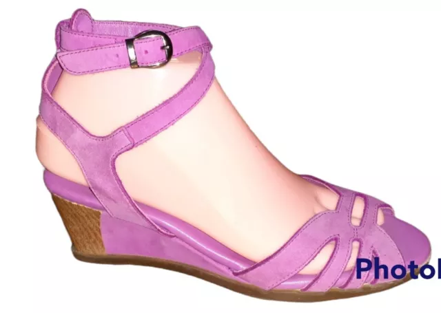 ARCHE Womens Open Toe Magenta Nubuck Slingback Wedge Sandals Size 37/6-6.5  S33