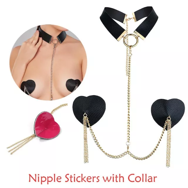 Womens Nipple Gift Stickers Show Chain Shiny Halter Sexy Body Adult Toys Stage