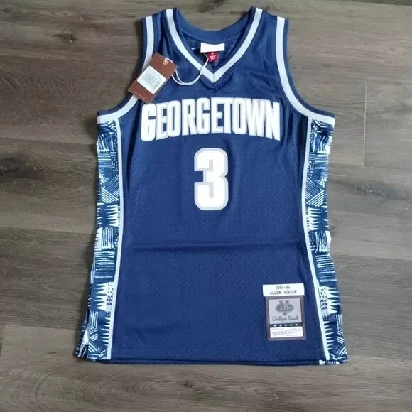 Shop Mitchell & Ness Georgetown Allen Iverson 1995-1996 NCAA Swingman Jersey  SMJYLG20005-GTWNAVY95AIV blue