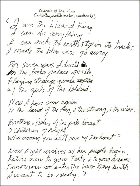 The Doors Poster Page . Jim Morrison The Palace Of Exile Handwritten Lyrics .M54