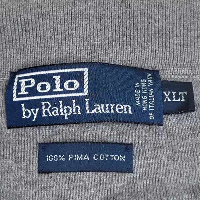 Polo Ralph Lauren Polo Sweater Mens Gray Size XLT Long Sleeve Preppy Pima Cotton 3