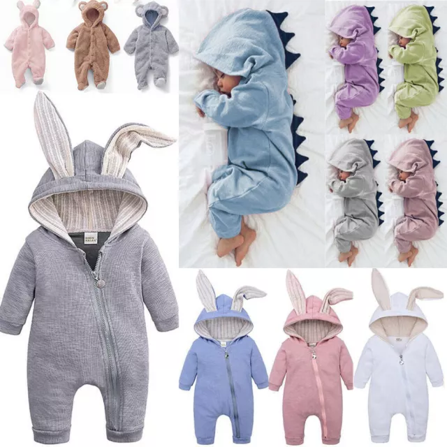 Cute Easter Bunny Dinosaur Newborn Baby Boy Girl Romper Jumpsuit Outfit Clothing