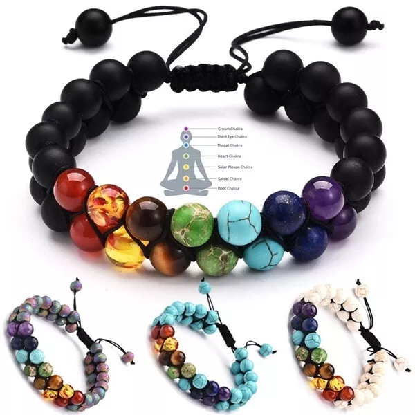 7 Chakra Healing Balance Beaded Bracelet Natural Stone Yoga Reiki Jewelry Gifts