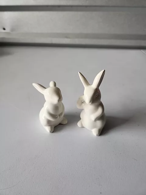 2 Bunny Figures  White Rabbit 4"