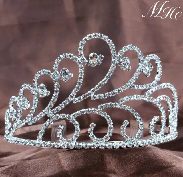 Elegant Flowers Tiara Hair Combs Clear Crystal Crown Wedding Bridal Party Prom
