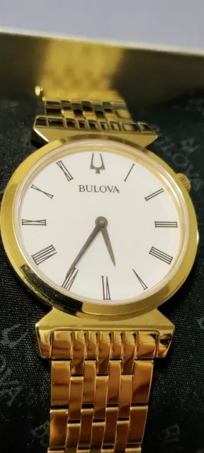 Bulova Womens Regatta Quartz Gold Tone Bracelet 30mm Watch 97L161
