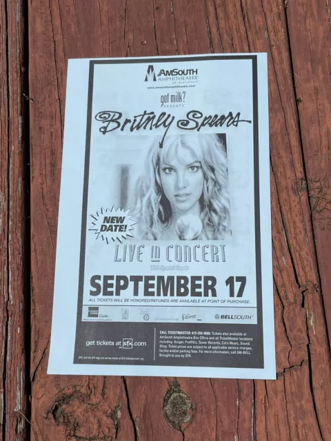 Britney Spears 2000 Concert Ad Flyer Rare