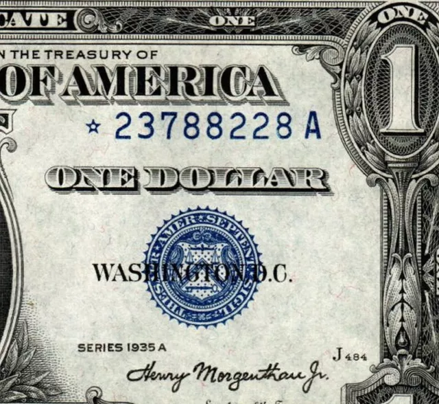 1935a $1 Silver Certificate ****** STAR STAR NOTE *23788228A Choice Uncirculated