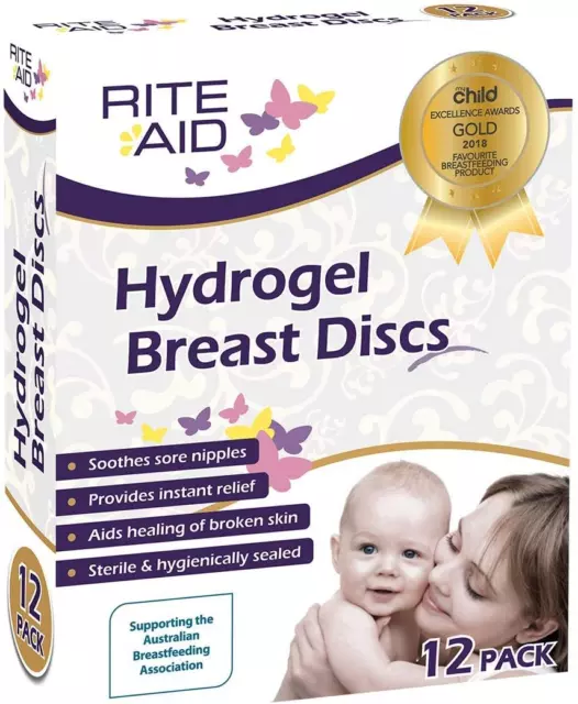 Hydrogel Gel Breast Discs (X12) - Helps Heal Cracked Sore Nipples in Breastfeedi