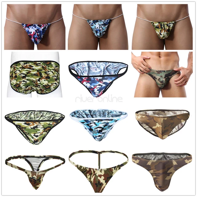 SEXY MENS CAMOUFLAGE Briefs GString Underwear Smooth Swimwear Bikinis