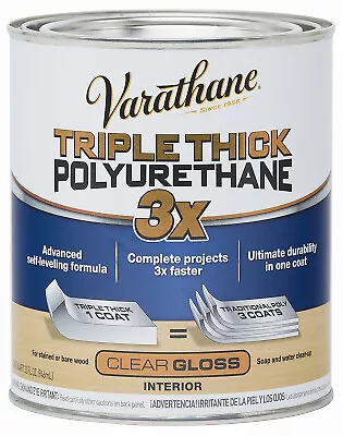 Varathane 284470 Triple Thick Polyurethane Wood Finish, Gloss, Qt. - Quantity 1