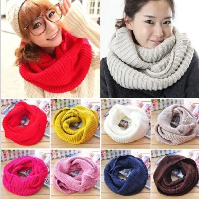 Soft Women Winter Warm Infinity Cable Knit Cowl Neck Long Scarf Shawl Charm