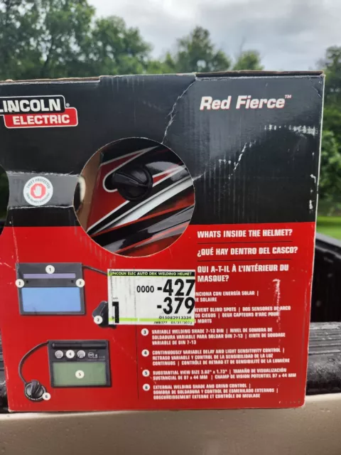 Lincoln Electric RED FIERCE Auto-Darkening Welding Helmet K3063-1 For Parts Or N 3