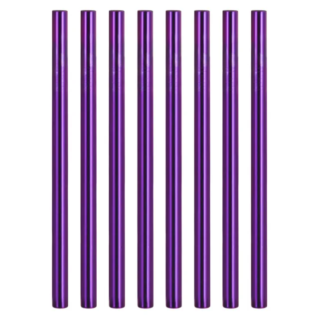 8Pcs 8.46" Long Stainless Steel Straight Straws for Travel Mugs(Purple)