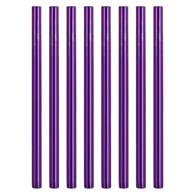 8Pcs 8.46" Long Stainless Steel Straight Straws for Travel Mugs(Purple)