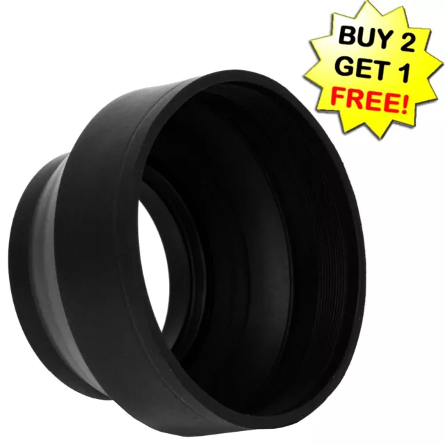 49mm Camera Rubber Lens Hood Collapsible in 3 Steps Shade/Shield