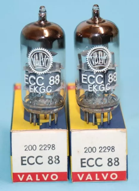 2x NOS-Röhren ECC88 Marke Valvo gleicher Code G8A Δ4D1