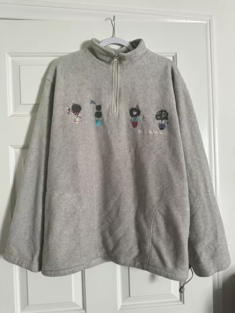 Vintage Northern Reflections Floral Embroidered Fleece 1/4 Zip Grey Jacket XL