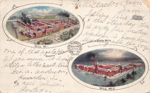 Postcard Mill No. 1 & 2 Boston Rubber Shoe Company Massachusetts~129669