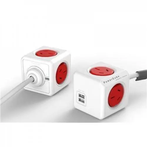 ALLOCACOC 5420RD/AUEUPC 1.5m Extended Red 4 Outlets  with 2 USB 2.1A  10W