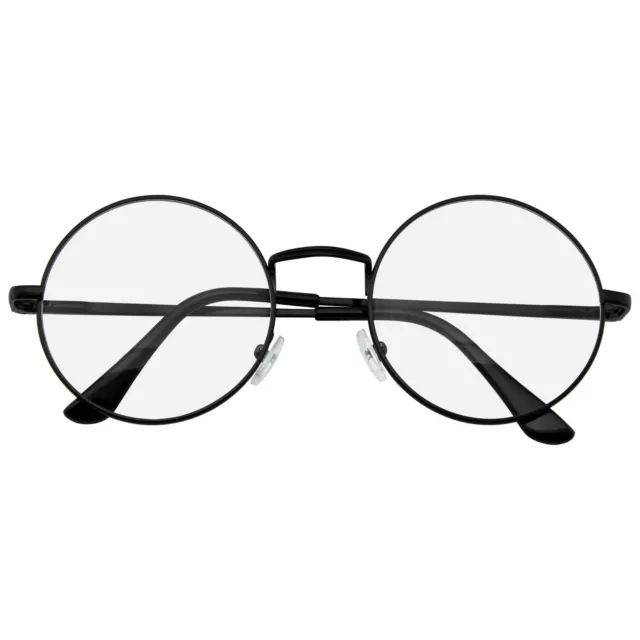 GLASSES Mens Womens Retro Vintage Classic Metal Clear Lens Round Hippie Glasses