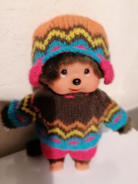 Ki ki Pull de laine Monchhichi 20cm  avec des yeux marron.🙊