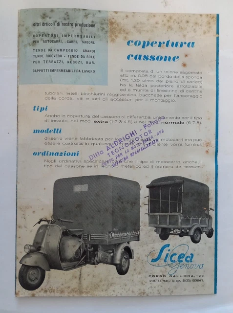 Piaggio Vespa Ape-Lambretta Furgone Depliant Copertura Sicea Genova (1947/50) Piaggio Vespa Ape-Lambretta Furgone Depliant Copertura Sicea Genova (1947/50)