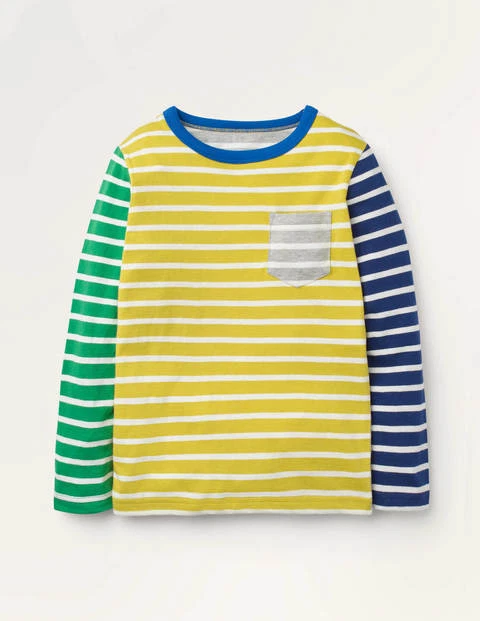 Mini Boden Kid's Stripe Breton Top In Yellow -Slightly Imperfect