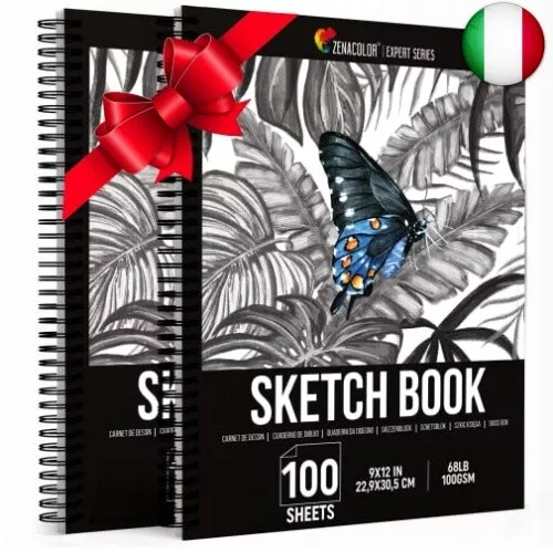 SET DI 2 Album Disegno Professionale, A4 con Spirale - 200 x Fogli Bianchi  (100 EUR 25,40 - PicClick IT