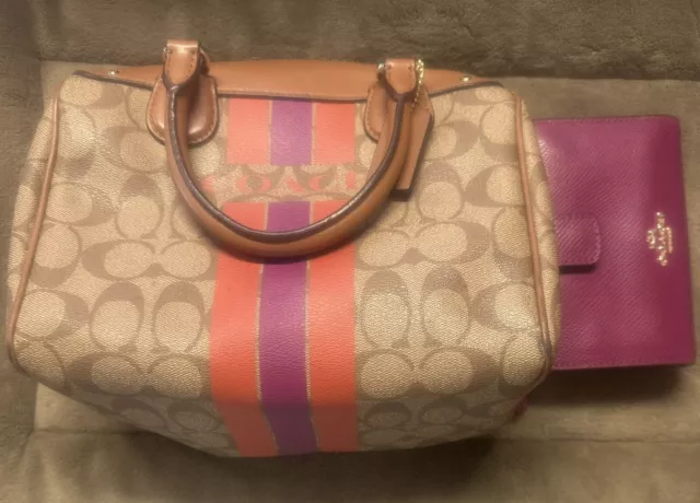 NWT Authentic Coach Bennett Sachel In Sienna Rose Floral Print Canvas F55465