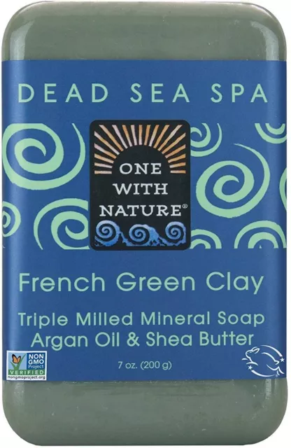 Jabón bar de spa de arcilla verde francesa mar muerto por uno con naturaleza, 7 oz 6 barras