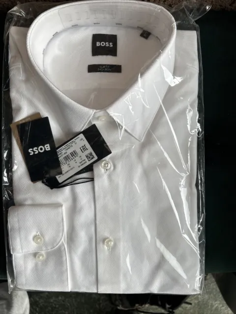 HUGO BOSS Herrenhemd weiß, slim fit, Größe 41, neu und originalverpackt