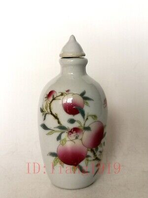 Chinese Famille rose Porcelain Painting Longevity Peach Snuff Bottle Collection