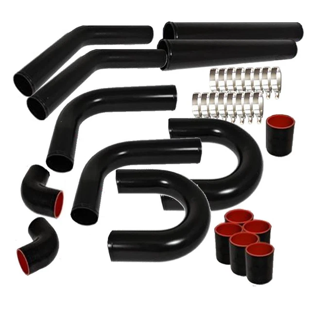 UNIVERSAL 3& ALUMINUM Turbo Intercooler Piping Pipe/Clamp/Coupler Black