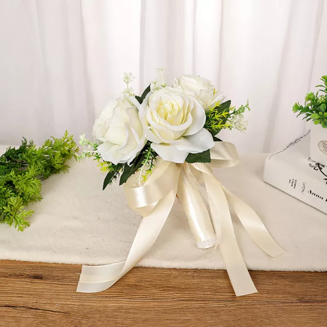 Romantic Bridesmaid  Flower Artificial Rose Silk Bouquet Bridal Wedding Party