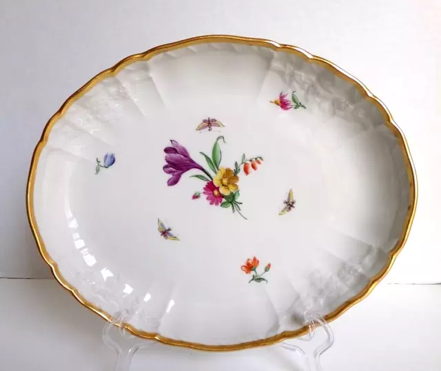 KPM Berlin Oval Porcelain Bowl Hand Painted Decor 36 Gold trim 10.5" Length